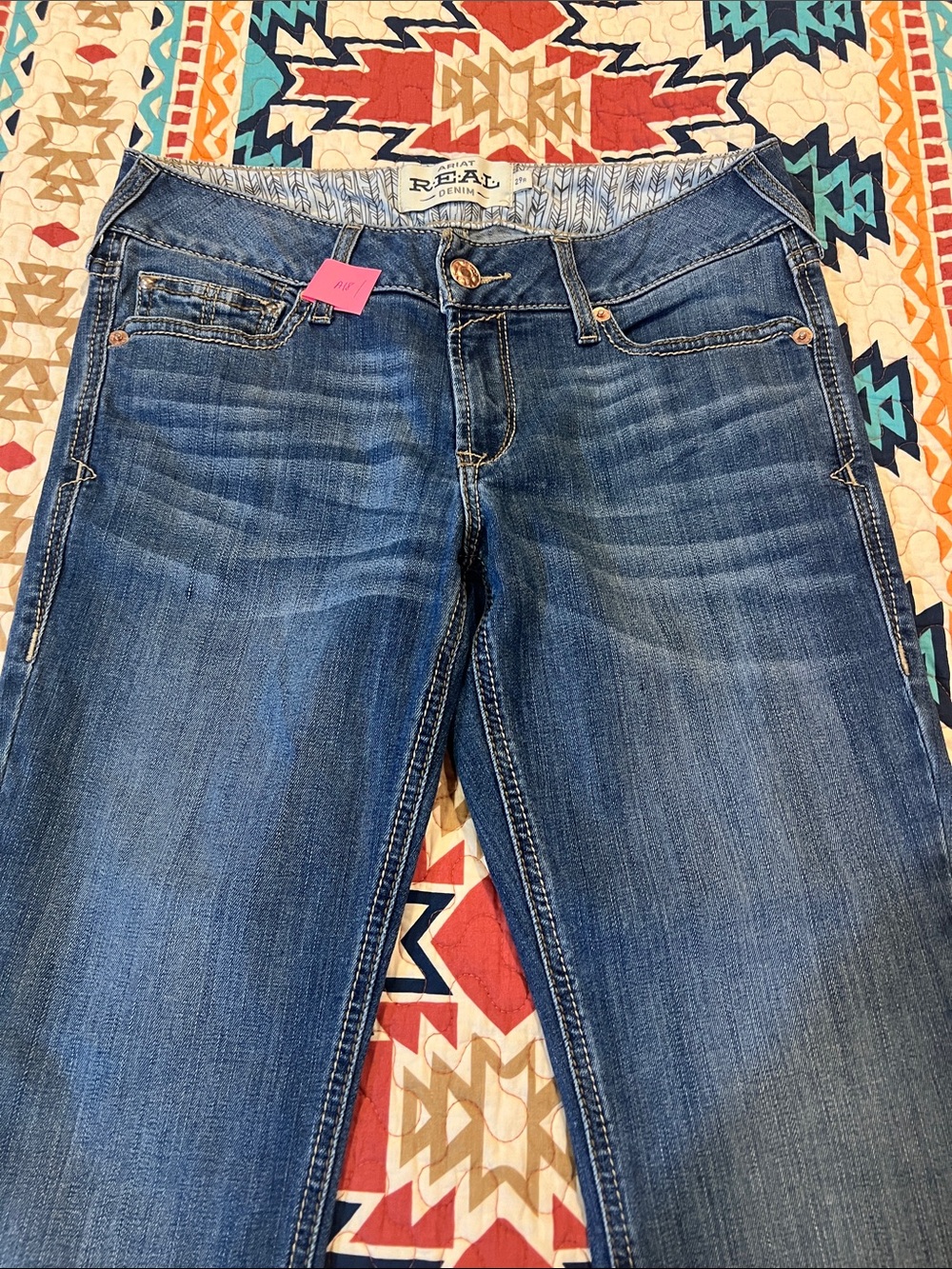 ARIAT REAL DENIM WOMENS Mid Wash Straight Jeans - Blue